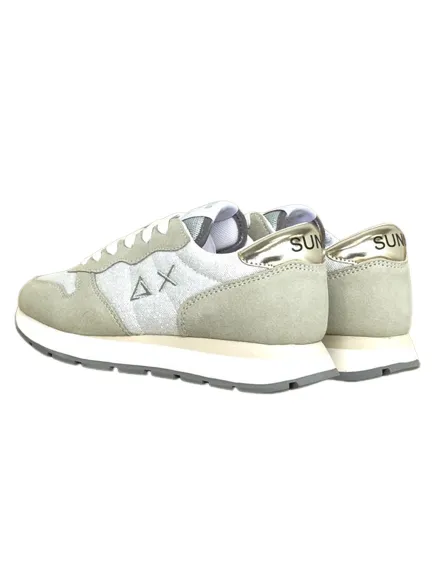 White Glitter Textile Women's Sneakers Z33203 Ally