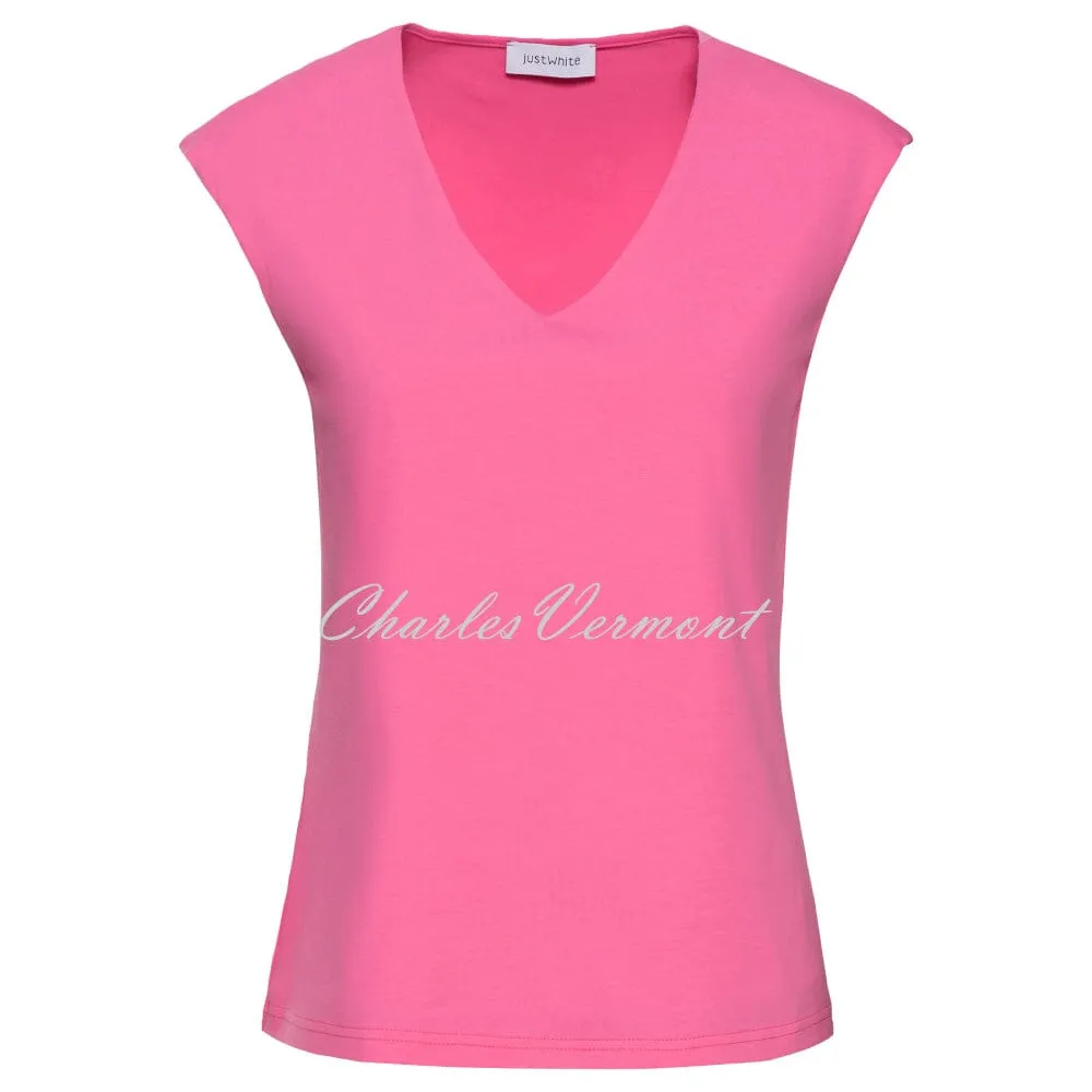 White Sleeveless Top - J2758, Pink