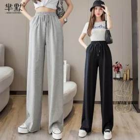 Wide Leg Sweatpants with Drawstring - dd13