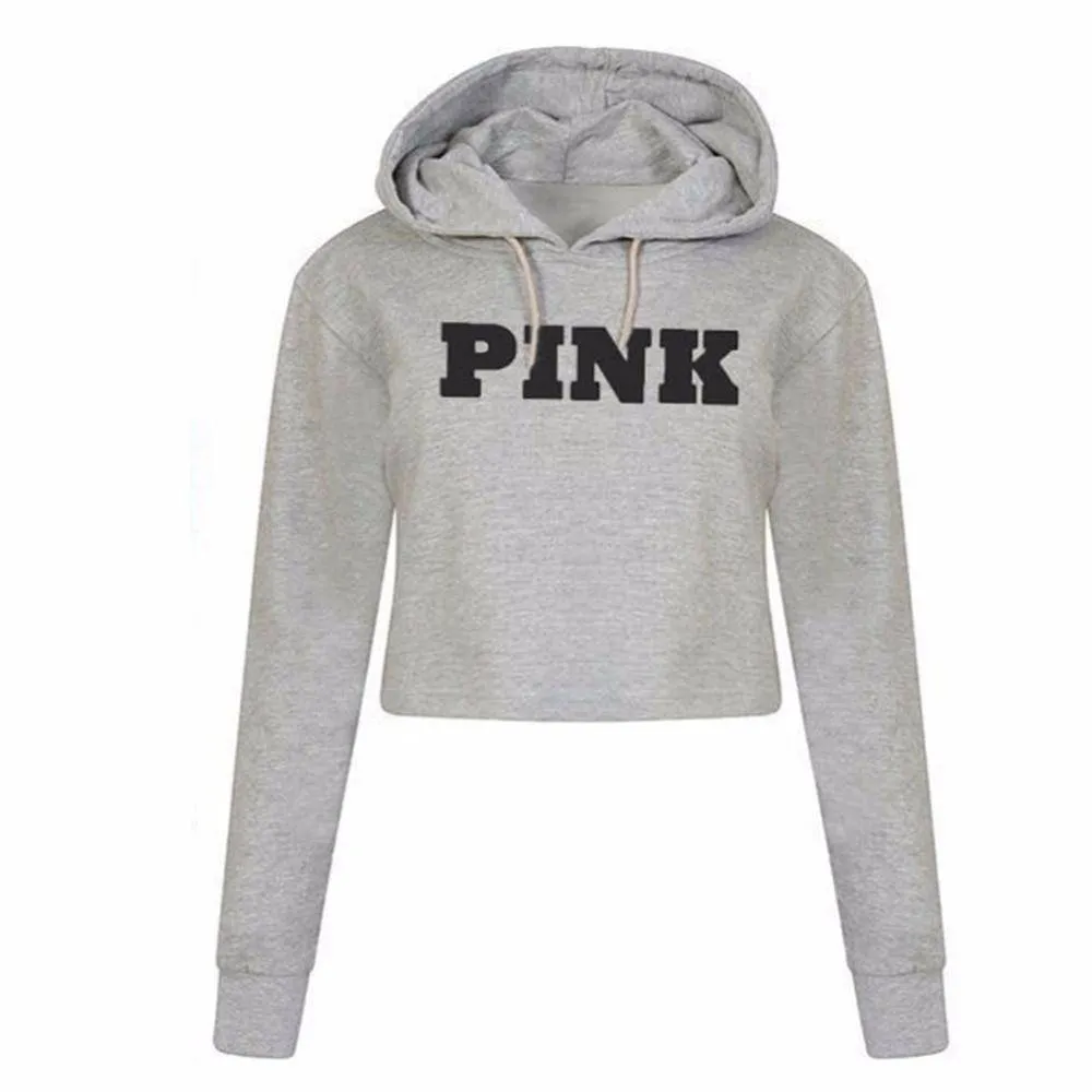 Women's Pink Cropped Hoodie Sweatshirt