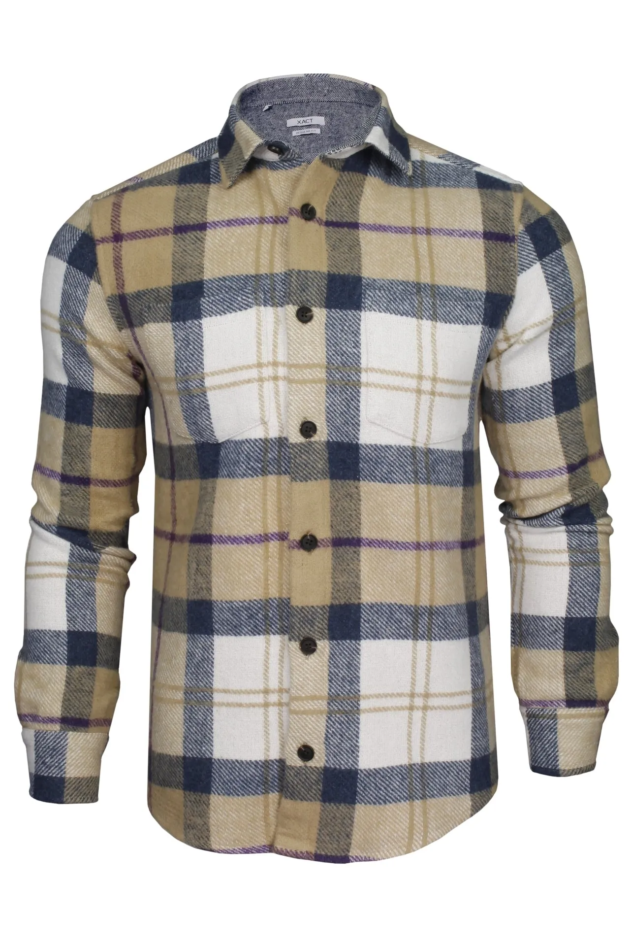 Xact Men's Heavy Flannel Plaid Check Lumberjack Shirt with Long Sleeves