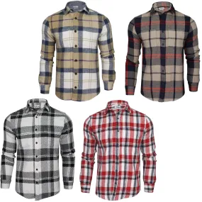 Xact Men's Heavy Flannel Plaid Check Lumberjack Shirt with Long Sleeves