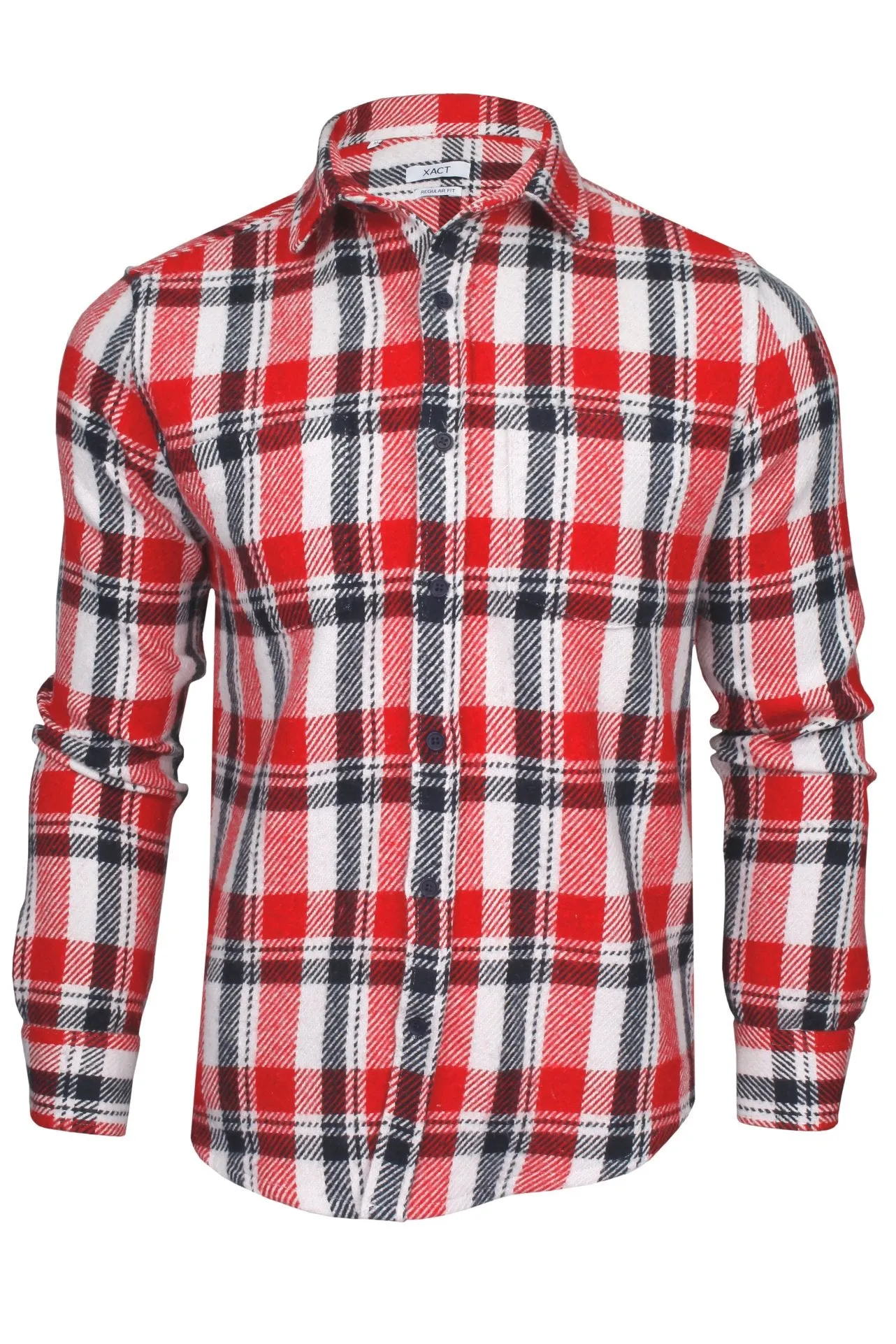 Xact Men's Heavy Flannel Plaid Check Lumberjack Shirt with Long Sleeves