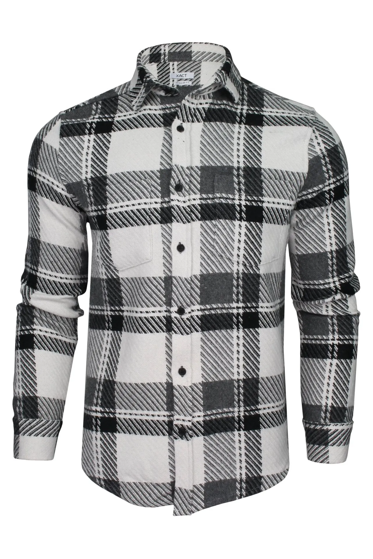 Xact Men's Heavy Flannel Plaid Check Lumberjack Shirt with Long Sleeves