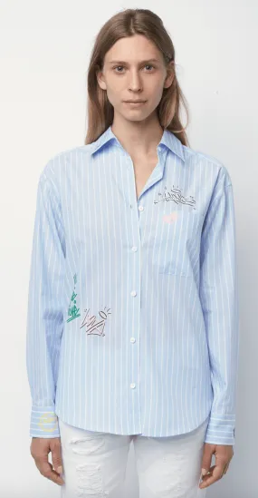 Zadig & Voltaire Blue Striped Tais Raye Tag Shirt - Direct Result